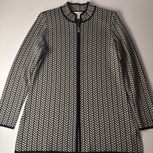 Misook Black & White Metallic Knit Jacket w/ Jeweled Zipper Pull (Size XS)